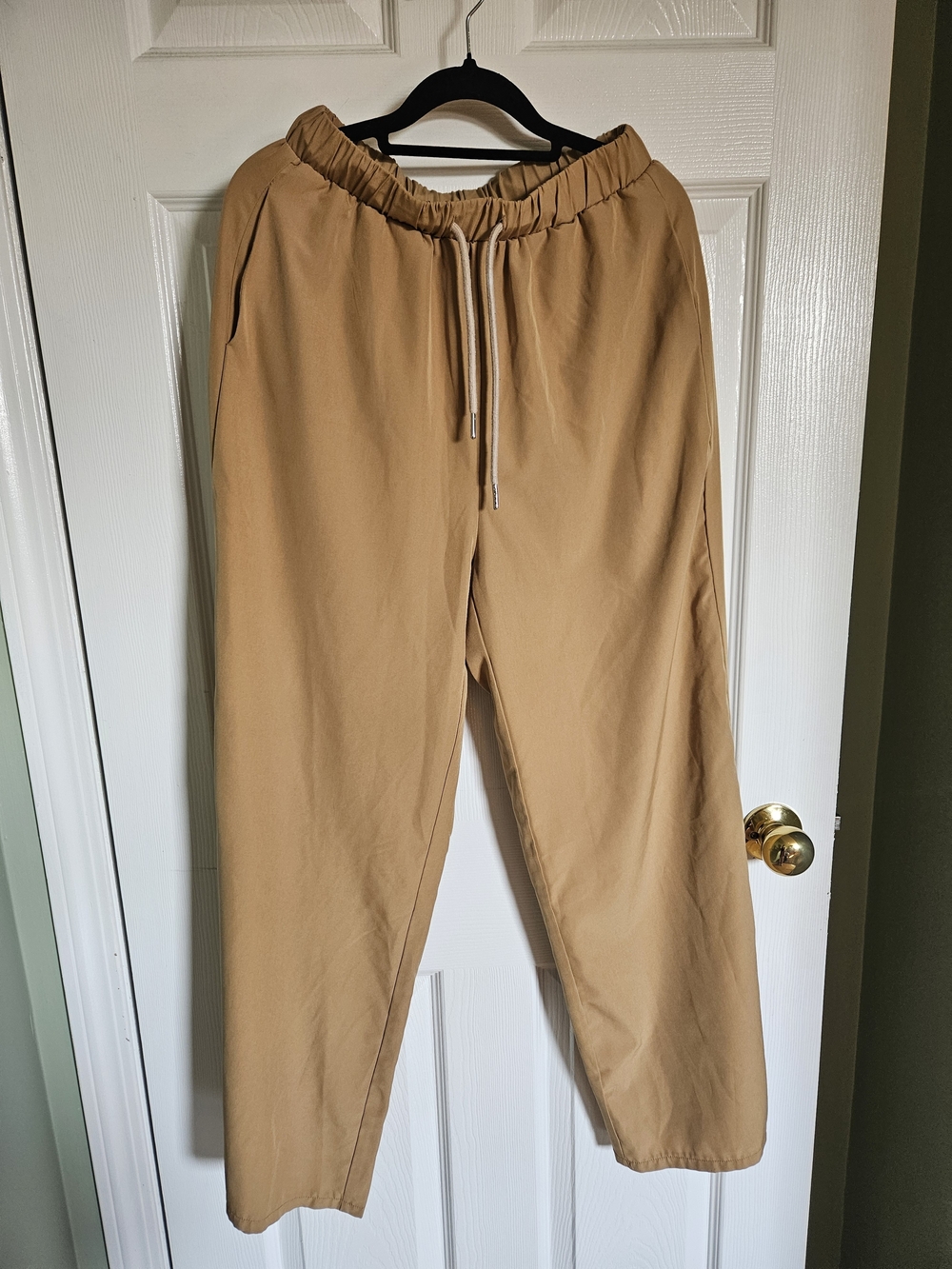Womens Casual Drawstring Pants in Tan